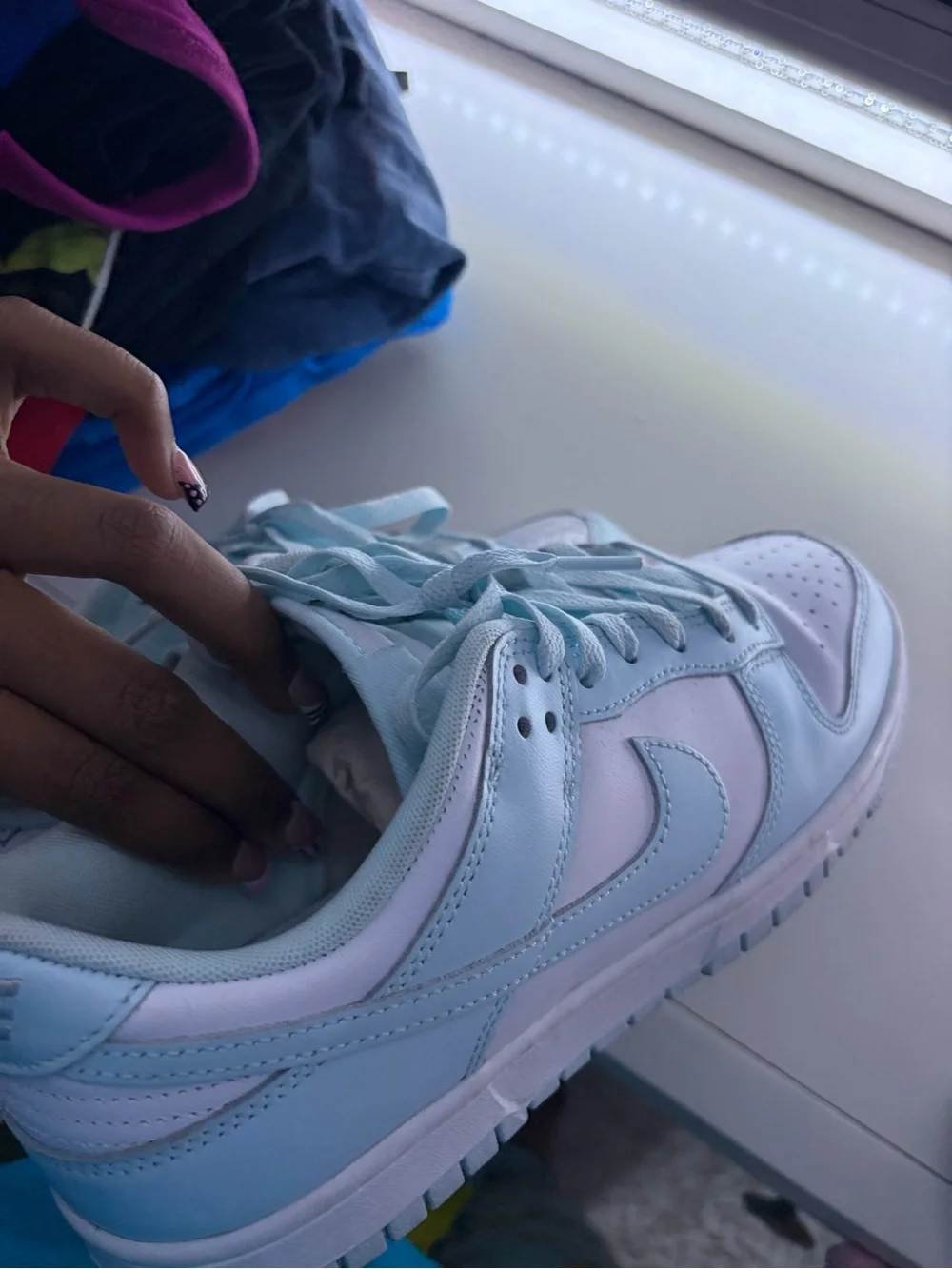 Nike Women's Low-Top Sneakers in Light Blue and White